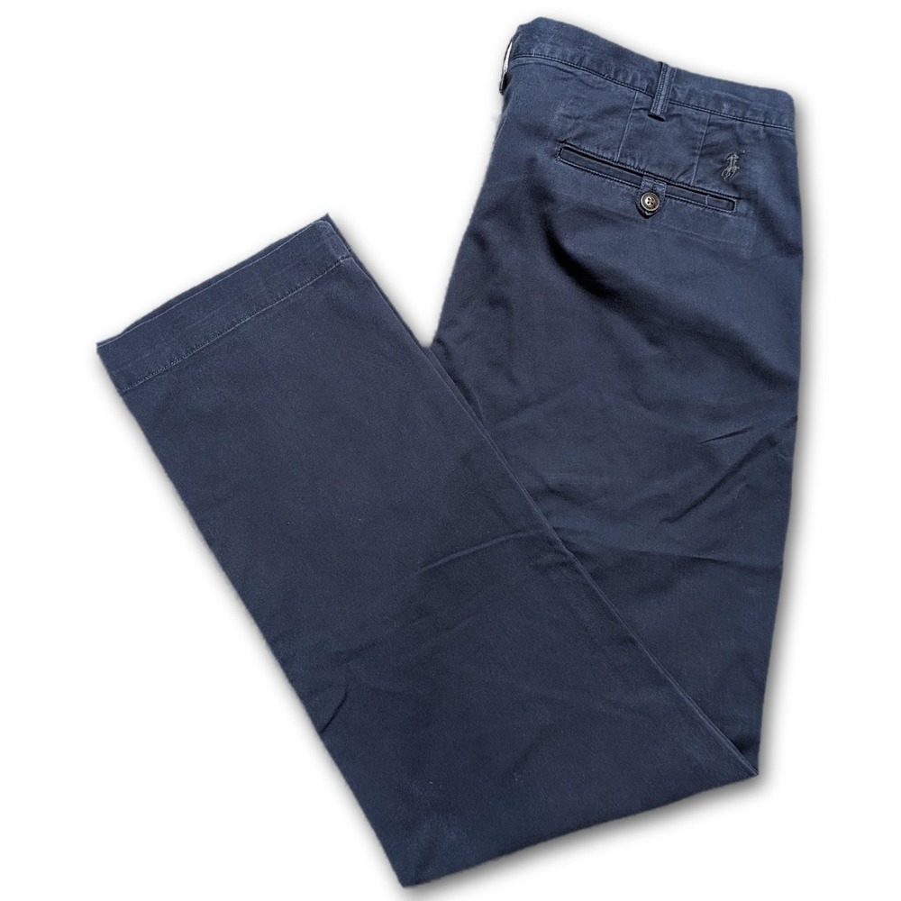 Polo Ralph Lauren Mens 38x32 Pants The Chino Navy Blue Stretch Straight Fit Pony